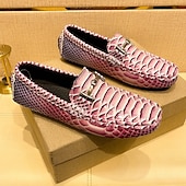 preiswerte Freizeit-Loafer-Herren-Loafer in Rot und Orange mit Schlangenmuster – Partyschuhe mit exotischem Muster zum Hineinschlüpfen für formelle Anlässe, Hochzeiten und das Nachtleben