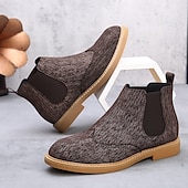 abordables Bottes de Chelsea-Bottines Chelsea grises pour hommes avec détails brogue à bout d&#039;aile, style vintage élégant pour les mariages, le travail et les occasions semi-formelles