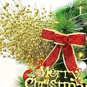 olcso Koszorúk, Girlandok és Díszek-15 db karácsonyi csillámos dísz, arany csillogó golyók és fényes bogyók, műpisztácia karácsonyfára, ünnepi parti dekoráció