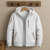 economico Felpa con cappuccio in pile-Per uomo Felpa con cappuccio Felpa con cappuccio a zip intera Felpa con cappuccio in pile Felpa con cappuccio foderata in pile Rosso bordeaux Nero Bianco Blu marino Blu Reale Con Cappuccio Semplice