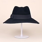billige Festhatter-Hatter Ull Fedora Solhatt Avslappet Ferie Retro Rød Klassisk Britisk Med Ren Farge Tvinning Hodeplagg Hodeplagg
