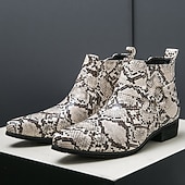abordables Bottes de Costume-Bottines Chelsea à bout pointu en similicuir imprimé serpent pour homme – Chaussures de soirée, de scène et de soirée