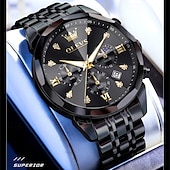 cheap Quartz Watches-The New Olevs Men&#039;S Business Watch With Luminous Calendar Small Three-Hand Moon Phase Display Multi-Functional Quartz Watch Waterproof Casual And Fashionable Men&#039;S Sports Wristwatch