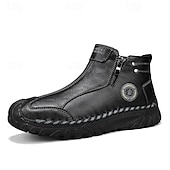 abordables Bottines-Homme Bottes Rétro Marche ancien Quotidien PU Confortable Bottes Mi-Mollet Mocassin Brun foncé Noir Gris Printemps Automne