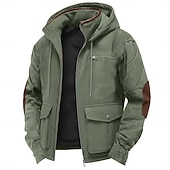 baratos Moletom com capuz de lã-Homens Moletom Full Zip Hoodie Moletom de lã Moletom com capuz forrado de lã Azul Marinha Marron Verde Cinzento Escuro Com Capuz Tecido Patchwork Zíper Bloco de cor Desportos e Ar livre Casual Diário