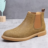economico Stivali Chelsea-stivali chelsea da uomo color cachi, stile casual e leggero alla caviglia con soffietti elastici, per l'ufficio, le uscite del fine settimana e il comfort quotidiano