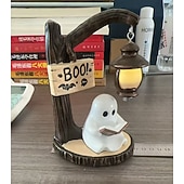 economico Halloween al chiuso-Simpatica lanterna da lettura a forma di fantasma - lampada da lettura a forma di fantasma di Halloween in resina 3D con luce calda a LED, lampada da lettura a forma di fantasma, lampada decorativa da