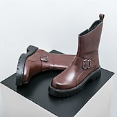 Χαμηλού Κόστους Φόρεμα μπότες-ανδρικές μπότες μόδας από PU δέρμα μεσαίου μεγέθους και αγκράφα | χοντρή σόλα για αστικό στυλ και ανθεκτικότητα