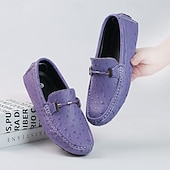 cheap Casual Loafers-Men's Yellow Ostrich Pattern Loafers with Metal Buckle, Casual Slip-On Driving Moccasins for Business, Summer Parties and Everyday Wear