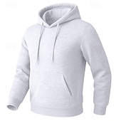 abordables Sweat à capuche en polaire-Homme Sweat à capuche Sweat à capuche en polaire Sweat à capuche doublé en polaire Noir Blanche Jaune Rose Claire Vert Véronèse À capuche Uni Poche kangourou Sport &amp; Loisir Occasionnel Quotidien