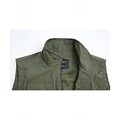 abordables Vestes-Homme Gilet de pêche Veste Randonnée Sans manches Veste Extérieur Léger Respirant Fermeture éclair Poches multiples Nylon Noir Vert Véronèse bleu marine Chasse Pêche Escalade