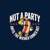  T-shirt grafica a maniche corte da uomo Non è una festa finché non esce il wiener umorismo divertente sul hot dog