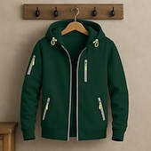 economico Felpa con cappuccio in pile-Per uomo Felpa con cappuccio Felpa con cappuccio a zip intera Felpa con cappuccio in pile Felpa con cappuccio foderata in pile Rosso bordeaux Nero Bianco Blu marino Blu Reale Con Cappuccio Semplice