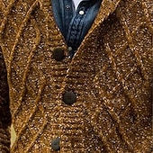 abordables Gilet-Homme Pull Gilet Cardigan Torsadé Tricoter Court Tricoté Uni Col châle Vacances Mode Occasionnel Tenue quotidienne Vêtement Tenue Automne Printemps &amp; Automne Marron M L XL