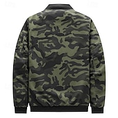 economico giacca sportiva-Per uomo Giacca Leggera Giubbotto bomber Giacca Casual Vacanza Quotidiano Traspirante Tasca Primavera Autunno Mimetico Moda Classico Collo alla coreana Regolare Blu Verde militare Giacca