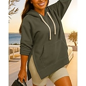 economico Felpa &amp; Sweatshirt-Per donna Felpa con cappuccio Felpa pullover Manica Lunga Top Athleisure Autunno Tinta unita Con tasche cascante Extra large All&#039;aperto Viaggio Vacanze abbigliamento sportivo Abbigliamento sportivo