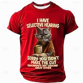  T-Shirt Grafica per Uomini Divertente Citazione Sarcastica del Gatto 'Ascolto Selettivo' Maniche Corte. Ottima per Umorismo di Stile di Vita e Atteggiamento.