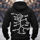 tanie męskie bluzy 3d-Zabawny hoodie dla mężczyzn z grafiką Ow - ruchome postacie humor związany z bólem długi rękaw pulower