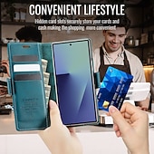 cheap Samsung Cases-Phone Case For Samsung Galaxy Z Fold 7 Magnetic Adsorption Wallet Case Magnetic Full Body Protective Kickstand TPU PU Leather