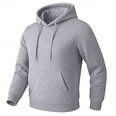 abordables Sweat à capuche en polaire-Homme Sweat à capuche Sweat à capuche en polaire Sweat à capuche doublé en polaire Noir Blanche Jaune Rose Claire Vert Véronèse À capuche Uni Poche kangourou Sport &amp; Loisir Occasionnel Quotidien