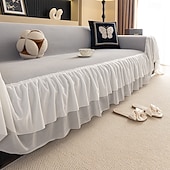 halpa Lemmikkisohvan päällinen-chenille-sohvanpäällinen, yksivärinen kermanvärinen ranskalainen ylellinen täyspeittävä päällinen, lemmikkiystävällinen liukumaton sohvansuoja