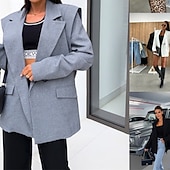 abordables Blazers et Costumes-Femmes Blazer Confortable Avec Poches Boutons Élégant Mode Extérieur Uni Sortir Décontracté Quotidien Week-end Cardigan Régulier Revers Coupe régulière manche longue Vêtements d&#039;extérieur Noir