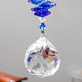 Недорогие Скульптуры-1 шт., украшение на стену в виде круглого синего кристалла, подвесное украшение в виде синего глаза, подходит для украшения сада, террасы, двора, веранды, балкона и теплого подарка.