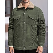 economico Giubbotti Casual-Per uomo Giacca Invernale Giacca in Velluto a Coste Giacca in Pile Giacca Casual Vacanza Quotidiano Calore Termico Tasca Pile Inverno Semplice Moda Streetwear Bavero Regolare Nero Verde chiaro Blu