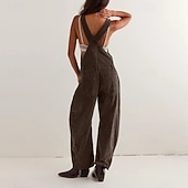 economico tute casual-Per donna Normale Tuta Attivo Tinta unica Senza Maniche Collo a U Tasca Bottoni Vacanza Quotidiano Vestibilità regolare Nero Giallo Rosa Autunno