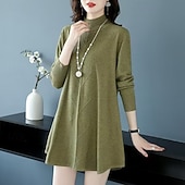 abordables Robes pull-Femmes Mini Robe Robe Pull Robe Décontractée Élégant Mode Moderne Extérieur Quotidien Sortir Coupe régulière Uni manche longue Col roulé Noir Vert Claire Bleu Marron Printemps Automne