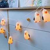 abordables Guirlandes lumineuses de fête-Guirlande Lumineuse Pinguin Féérique 1.5m 10LEDs Alimentée par Pile Chambre d'Enfants Affichage à Domicile Fenêtre Fête d'Anniversaire Décoration Hivernale