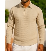 halpa Juoksupaidat ja tanktopit-Miesten Jacquard-neulepaita Vapaa-ajan poolopaidat Jakardi Pitkähihainen Topit Urheilu- ja treenivaatteet Syksy Yhtenäinen Muoti Ulkoilu Matkailu Urheilu Urheiluasut Urheiluvaatteet Musta Sininen