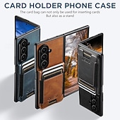 Недорогие Чехлы для Samsung-телефон Кейс для Назначение SSamsung Galaxy Z-образный сгиб 7 Z-сгиб 6 Z Fold 5 Кошелек для карт Полная защита тела Защита от удара Ретро ТПУ Кожа PU