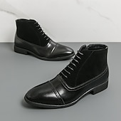 preiswerte Kleiderstiefel-Schwarze High-Top-Stiefel aus Kunstleder für Herren mit stilvollem Design und elastischen Seiten, perfekt für formelle Anlässe, die Arbeit und elegante Freizeitkleidung