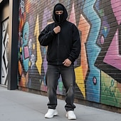 tanie podstawowe bluzy męskie-Męskie Rozpinana bluza z kapturem Bluza z zamkiem Bluza z zamkiem błyskawicznym Biały Kaptur Równina Multi Pocket Kieszenie na zamek Codzienny Sport i turystyka Święto Poliester Moda miejska Codzienny