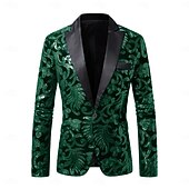 economico Abiti da festa-Per uomo Giacca blazer Collare di chiusura Moda Floreale Blazer Rosso Blu Viola Vestibilità aderente Monopetto Un Bottone