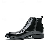 economico Stivali da vestiti-stivaletti chelsea da uomo neri lucidi con finitura lucida, eleganti scarpe eleganti slip-on per eventi formali, abbigliamento da ufficio e occasioni speciali