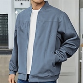preiswerte Faux-Suede-Jacken-Herren Imitat-Lederjacke Freizeitjacke Urlaub Täglich Warm Tasche Herbst Winter Einfach Mode Klassisch Stehkragen Regulär Schwarz Marineblau Meeresblau Braun Armeegrün Jacken