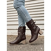 tanie Botki biker-Damskie Botki Luźne buty Rozmiar plus Botki Botki Na zewnątrz Codzienny Botki Botki Sznurowane Wysoki Obcas Masywny obcas Okrągły palec u nogi Zabytkowe Codzienny Styl przemysłowy Skóra PU PU Zamek