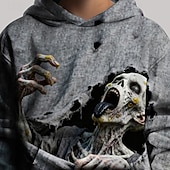 levne Chlapecké halloweenské kostýmy-předvečer Všech svatých Chlapecké 3D Grafika Lebky Kapuce Dlouhý rukáv Jaro Podzim Módní Šik ven Děti 4-12 let Kapuce Venkovní Ležérní Denní Běžný