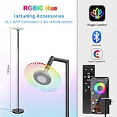 abordables Luces de Hogar Inteligente-Lámpara de pie RGB para sala de estar, lámpara de pie inteligente con control remoto de aplicación para dormitorio, oficina y lectura.