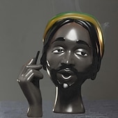 billiga Skulpturer-huvud rökelse brännare svart kvinna, svart dam huvud doft brännare svart kvinnor huvud, huvud rökelse brännare svart kvinna, huvudet rökelse hållare för olika miljöer