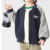 billiga Pojkars basebolljackor-Barn Unisex Baseballjackor Ytterkläder Färgblock Långärmad Komfort Knappar Mjukt Täcka Utomhus Bomull Mode Dagligen Rosa Blå Himmelsblå Vår Höst 4 år +