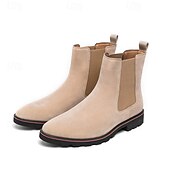 economico Stivali Chelsea-stivaletti chelsea da uomo in pelle scamosciata marrone con pannelli laterali elastici, stile casual alla caviglia per gentiluomini, ideali per outfit autunnali, abbigliamento quotidiano e riunioni del fine settimana