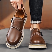 baratos Sapatos Casuais Slip-On-sapatos de trabalho casuais marrons masculinos – sola antiderrapante durável, fecho de trava fácil, design de cano baixo confortável para uso diário, escritório e atividades ao ar livre