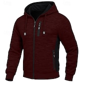abordables Hoodie Tactique-Homme Sweat à capuche Sweat à capuche zippé intégral Sweat à capuche en polaire Sweat à capuche tactique Noir Blanche Vert Véronèse Rouge Bordeaux bleu marine À capuche Uni Fermeture éclair Sport