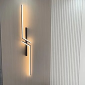 baratos Candeeiros de Parede de interior-Luminária de parede led preta moderna, luminária de parede linear de metal para interior, iluminação de arandela de parede com design de faixa longa, lâmpada de parede interna para sala de estar,