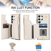 Недорогие Чехлы для Samsung-телефон Кейс для Назначение SSamsung Galaxy S25 S24 S23 S22 Плюс Ультра A16 A55 5G A14 A54 А53 A13 Кейс на заднюю панель с ремешком Откидная подножка Разъем для карты Ретро ТПУ Кожа PU