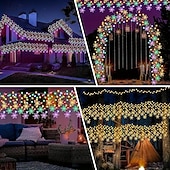cheap Plug-in High Voltage Lights-96LED Snowflake Curtain Lights 3.5m 8 Modes Lighting for Thanksgiving New Year Valentine's Day Home Balcony Living Room Garden Porch Atmosphere Decoration