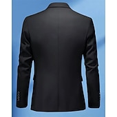 billige Herre Klassiske Blazere-Herre Blazer Virksomhet Cocktailfest Bryllupsfest Mote Fritid Vår Høst Polyester عادي Lomme Knapper Bekvem Enkeltkneppet Blazer Svart Navyblå Himmelblå